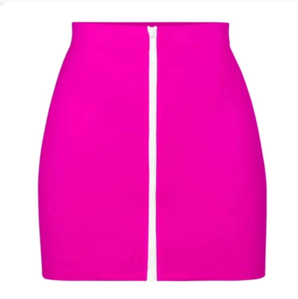 NWT SKIMS Sporty Zipper Swim Mini Skirt Hibiscus Pink XS